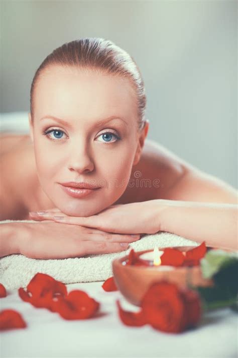 Beautiful Young Woman Getting Spa Massage Lying Stock Image Image Of