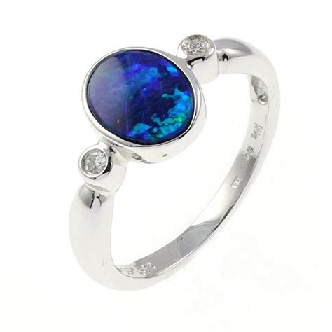 14ct White Gold 080ct Opal And Diamond Ring From Mr