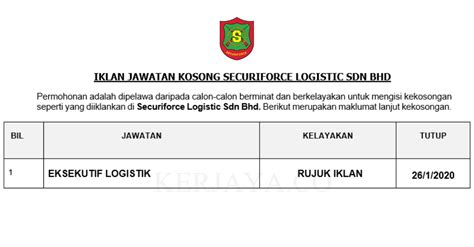 Central forwarding agency sdn bhd. Permohonan Jawatan Kosong Securiforce Logistic Sdn Bhd ...