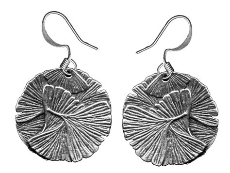 Oberon Design Britannia Metal Jewelry Earrings Ginkgo