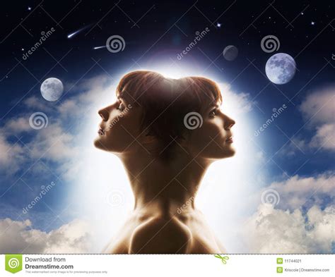 Duality Of Human Nature Stock Image Image Of Profile