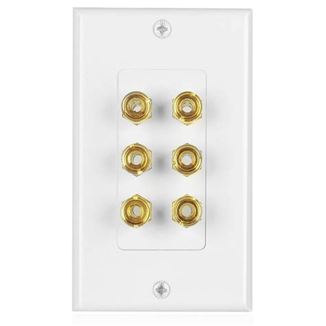Home Theater Speaker Wall Plate Outlet 3 Speaker Sound Audio