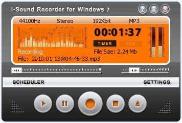 It helps to record online music from various sites, such as youtube, grooveshark, ect. i-Sound Recorder for Windows 7 - standaloneinstaller.com