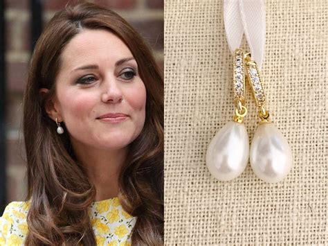 Kate Middleton Gold Genuine Shell White Pearl Teardrop Etsy