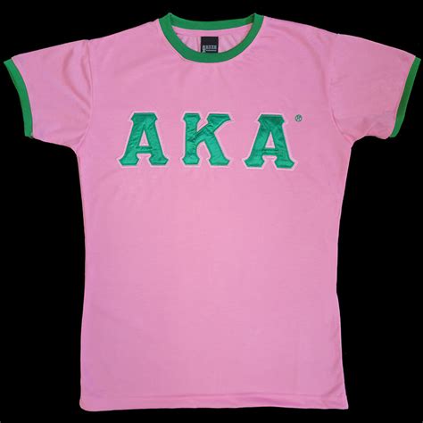 Alpha Kappa Alpha Aka Sorority Ringer T Shirt Satin Letters Pink