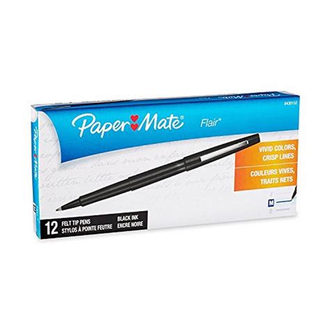Paper Mate Flair Felt Tip Pens Medium Point Black 12 Count