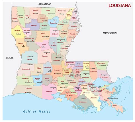 Large Detailed Old Administrative Map Of Louisiana St