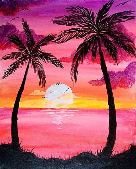 19 Images Lovely Sunset Painting Beginner