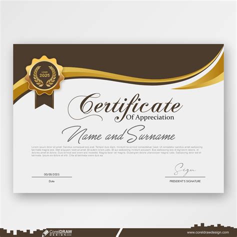 Download Certificate Template Design With Badge Cdr Premium Free Vector