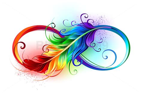 Infinity Symbol With Rainbow Feather In Rainbow Tattoos Feather Tattoo Design Feather
