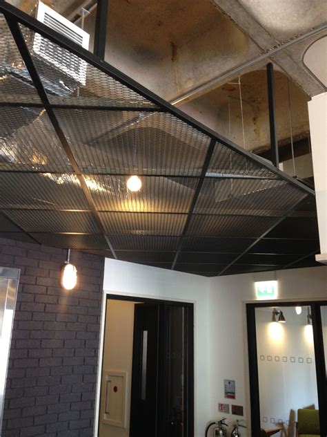 Industrial ceiling tiles are made with 3d designs and can match with all types of interior decorations. Suspended mesh ceiling, Love this look very nice textures ...