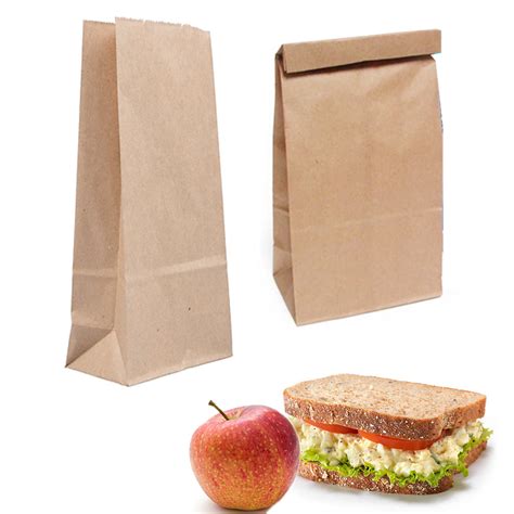 Pc Lunch Bag Brown Paper Bags Sandwich Container Snack Food Grocery L EBay