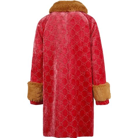 Gucci Girls Gg Velvet Coat In Pink With Faux Fur Bambinifashioncom