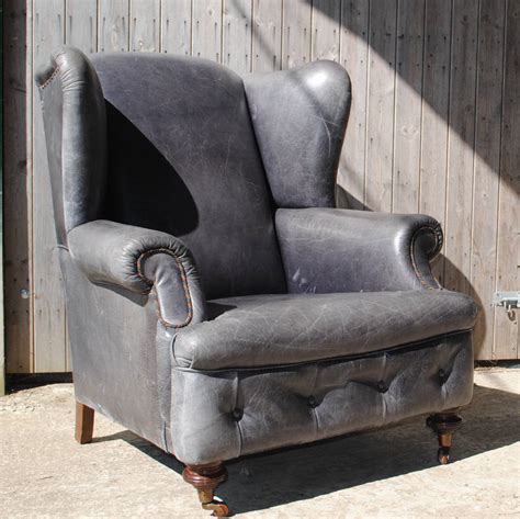 Vintage Grey Leather Armchair By Iamia