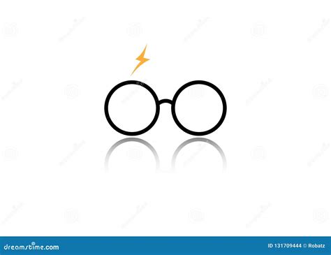 Icon Of A Round Glasses Minimal Potter Style Isolated Stock Vector
