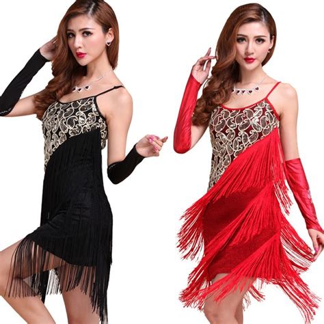 Red Latin Dance Costumes Women Salsa Dancewear Dance Costume Dresses