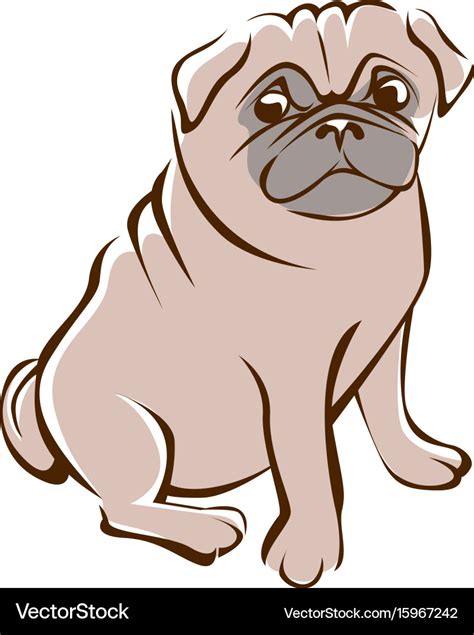 Pug Outline Drawing Royalty Free Vector Image Vectorstock