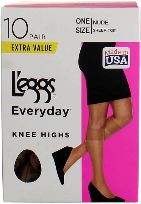 l eggs womens l eggs everyday women s nylon knee highs sheer toe multiple packs available