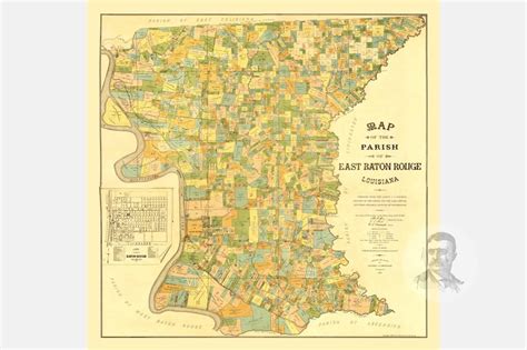Vintage East Baton Rouge Parish Map 1895 Old Map Of Baton Etsy