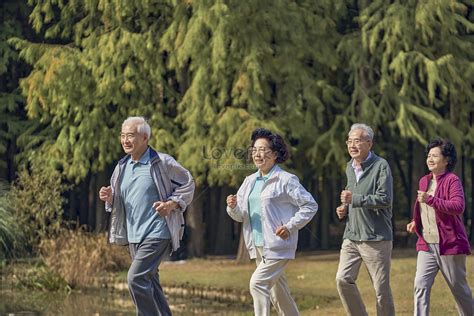 Seniors Running Together In The Morning Park Picture And Hd Photos
