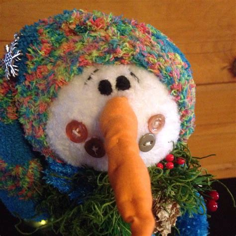 Handmade Snowman On A Bedspringooak Snowman Winter Decorationssnowman Tree Topperhandmade