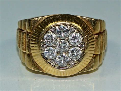 Sold Price Mens 14kt Gold And 1 12ct Diamond Rolex Ring January 5