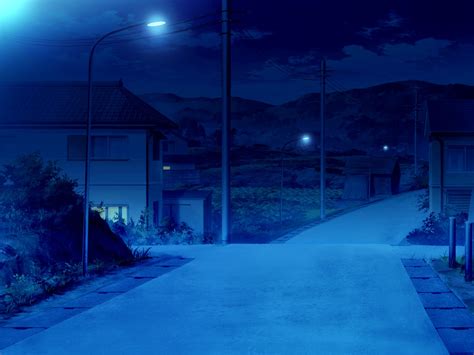 Night Road Villages Artwork Anime Street Light Street Dark