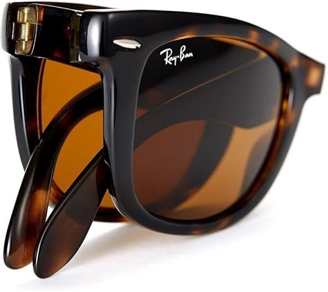 Ray Ban Folding Wayfarer Sunglasses In Light Havana Rb4105