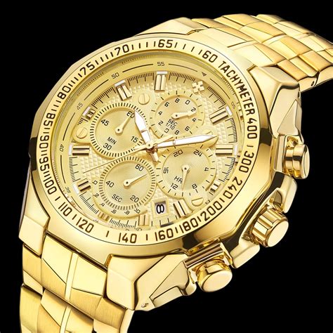 Watches Men Top Brand Luxury Wwoor Golden Chronograph Watch Man Gold