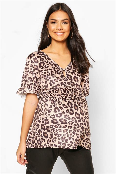 Maternity Leopard Print Smock Top Boohoo Womens Skirt Outfits Smock Top Tops