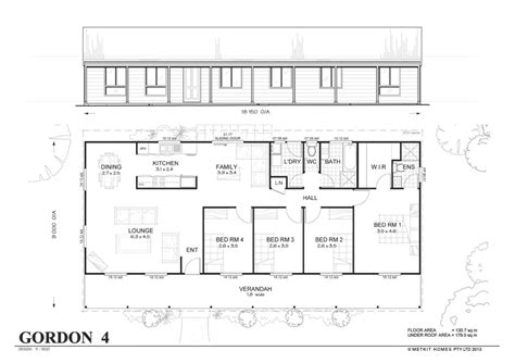 Gordon 4 Met Kit Homes 4 Bedroom Steel Frame Kit Home Floor Plan