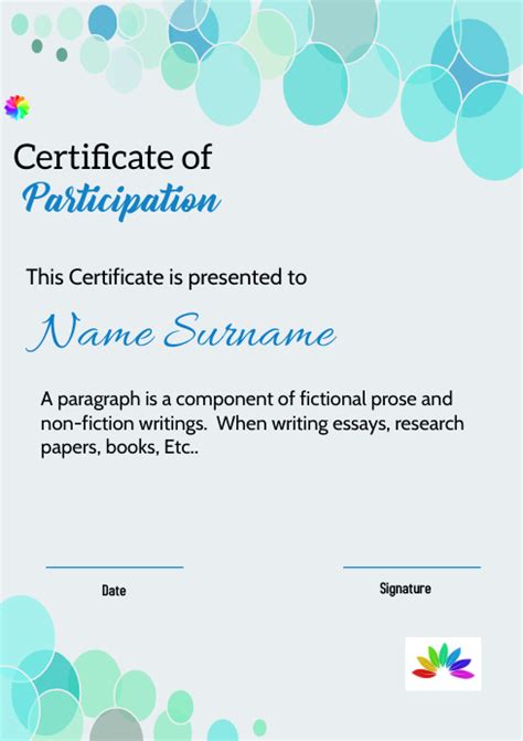 Certificate Of Participation Template Postermywall