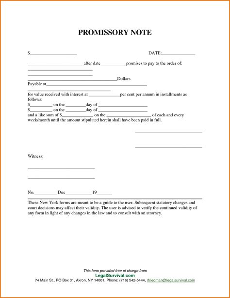 Free Printable Promissory Note Template For Personal Loan Printable Templates