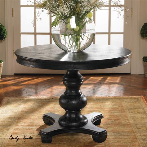 Uttermost Brynmore 42 Round Wood Satin Black End Table Ut24310