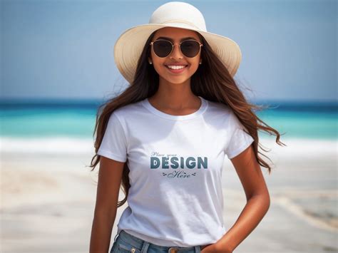 Nice Girl White T Shirt Mockup Design Gráfico Por Azizul Haque · Creative Fabrica