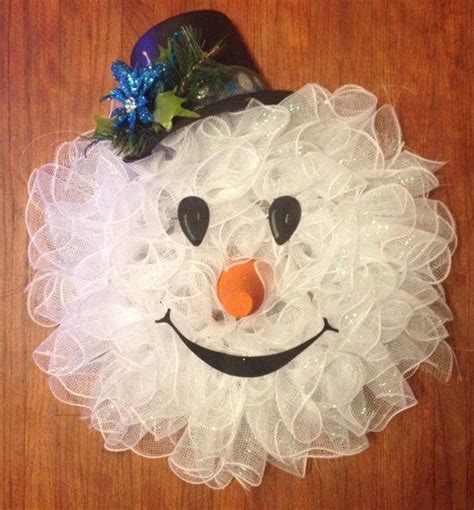Winter Snowman Deco Mesh Wreath Snowman Wreath Halloween Wreath