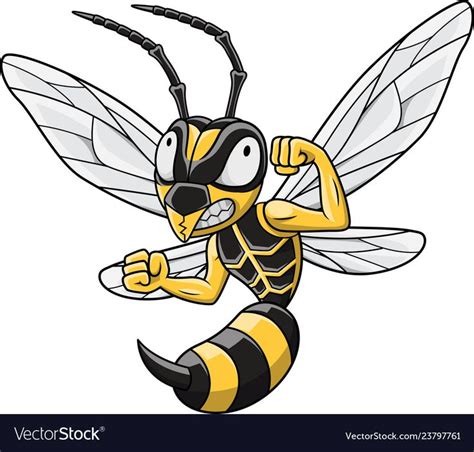 Cartoon Hornet Mascot Vector Image On Vectorstock In 2021 Cartoons