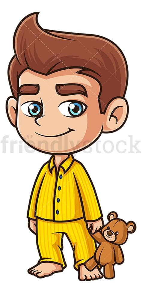 Boy Wearing Pajamas Cartoon Clipart Vector Friendlystock