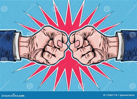 Two Hands Clenched Fist Pop Art Retro Stock Vector Illustration Of