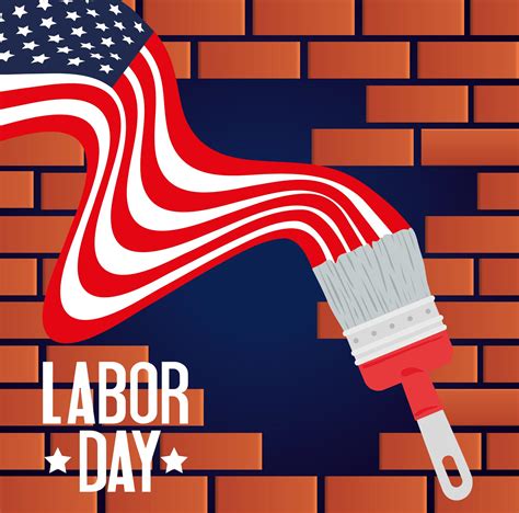 Happy Labor Day Holiday Celebration Banner With Usa Flag And Paint