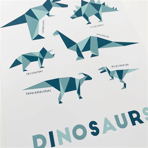 Geometric Dinosaur Print A3a48x10 Nurserytoddlerkids Etsy