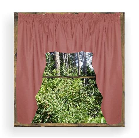 Solid Rose Colored Swag Window Valance Optional Center Piece Available