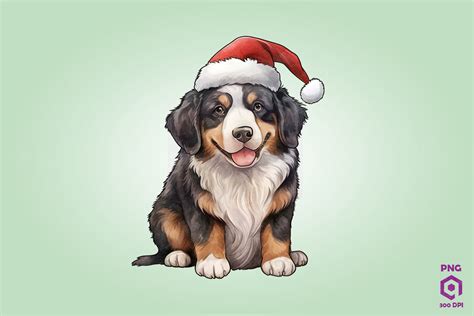 Bernese Mountain Dog Dog In Santa Hat Graphic By Quoteer · Creative Fabrica