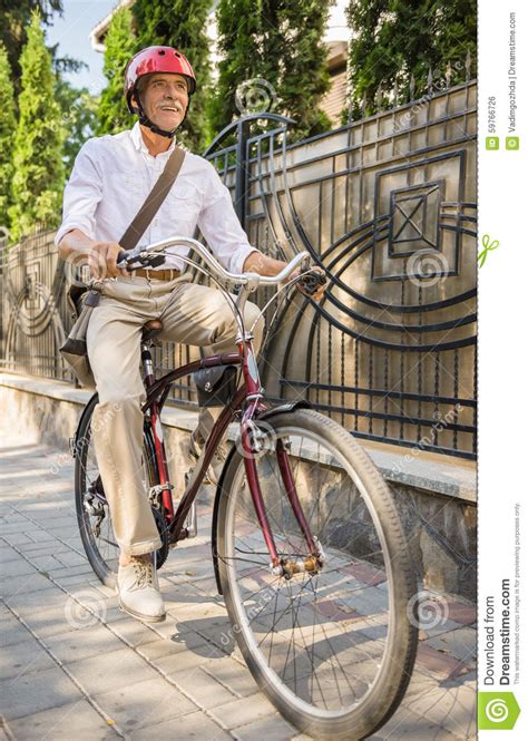 Senior Man With Bicycle Stock Photo Image Of Healthy 59766726