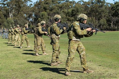 Australian Army Soldiers Form Up On The Firing Mound During The