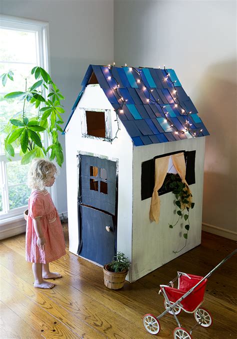 Diy Cardboard Playhouse From A Box Say Yes