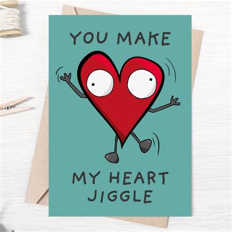 Cute Valentines Card You Make My Heart Jiggle Valentines Day Etsy