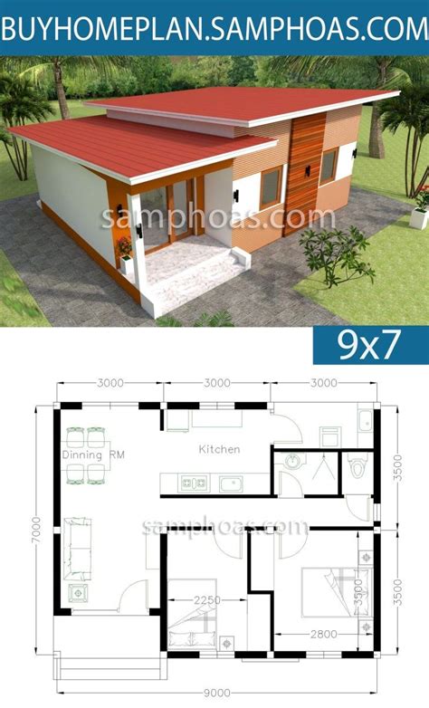 House Plans 9x7 With 2 Bedrooms Hip Roof House Plans 3d 057