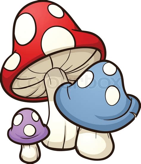 "Cute cartoon mushrooms. Vector clip art illustration with simple