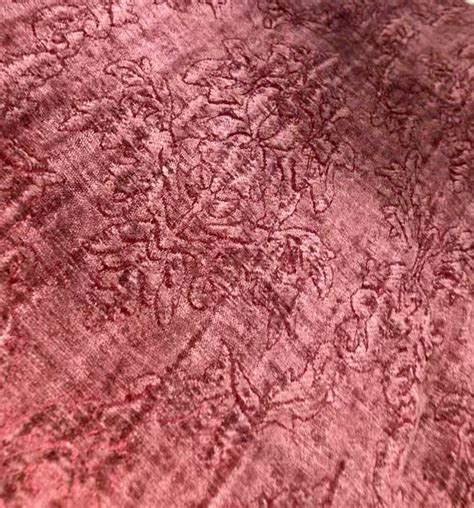 Swatch Duke Santiago Designer Velvet Chenille Burnout Fabric Antique Raspberry Red